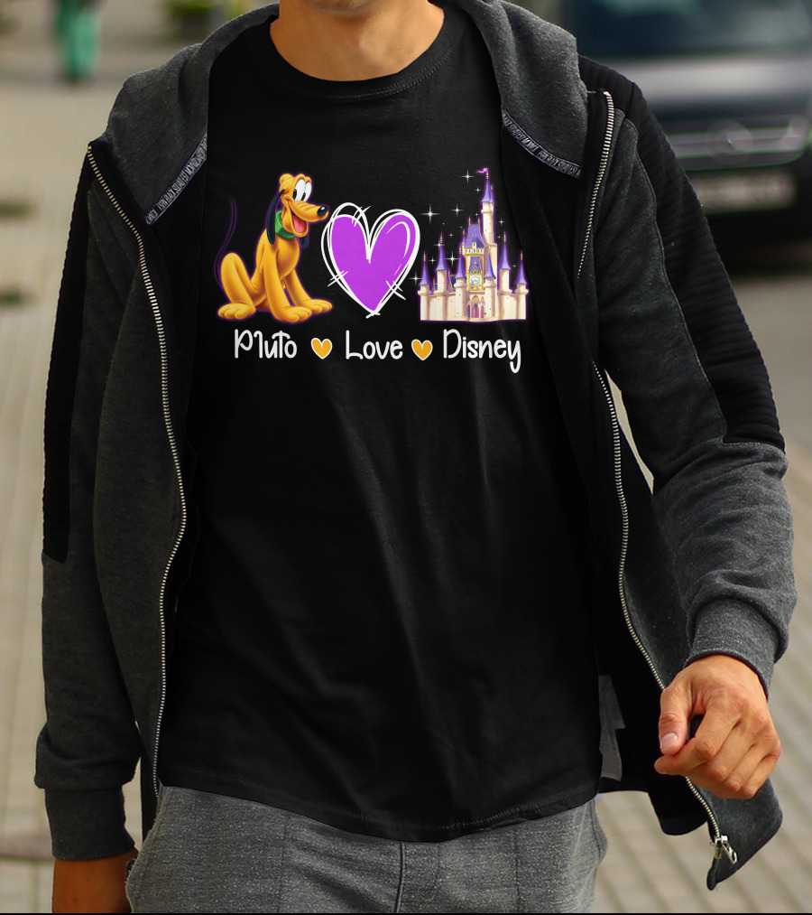 Pluto Love Disney Heart Castle T-Shirt