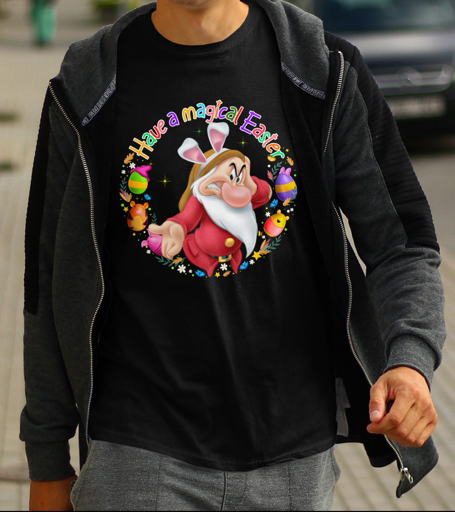 Have A Magical Easter Grumpy Dwarf With Bunny Ears And Easter Eggs T-Shirt