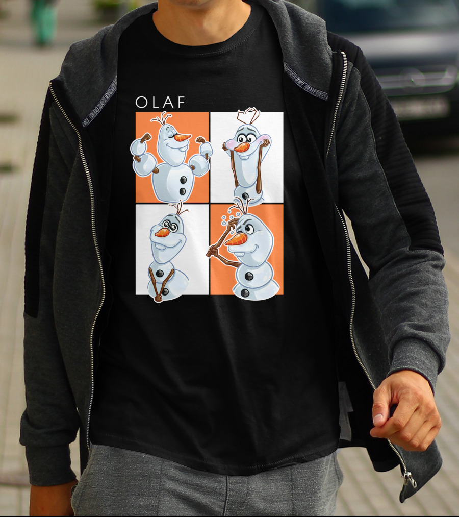 Olaf Snowman Character Expression Panels T-Shirt