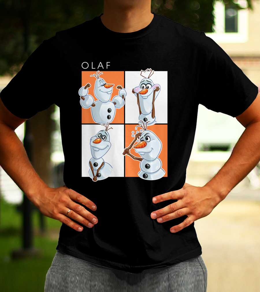 Olaf Snowman Character Expression Panels T-Shirt