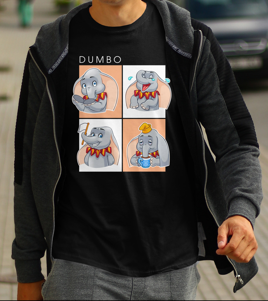 Dumbo Disney Elephant Cartoon Comic Expressions T-Shirt