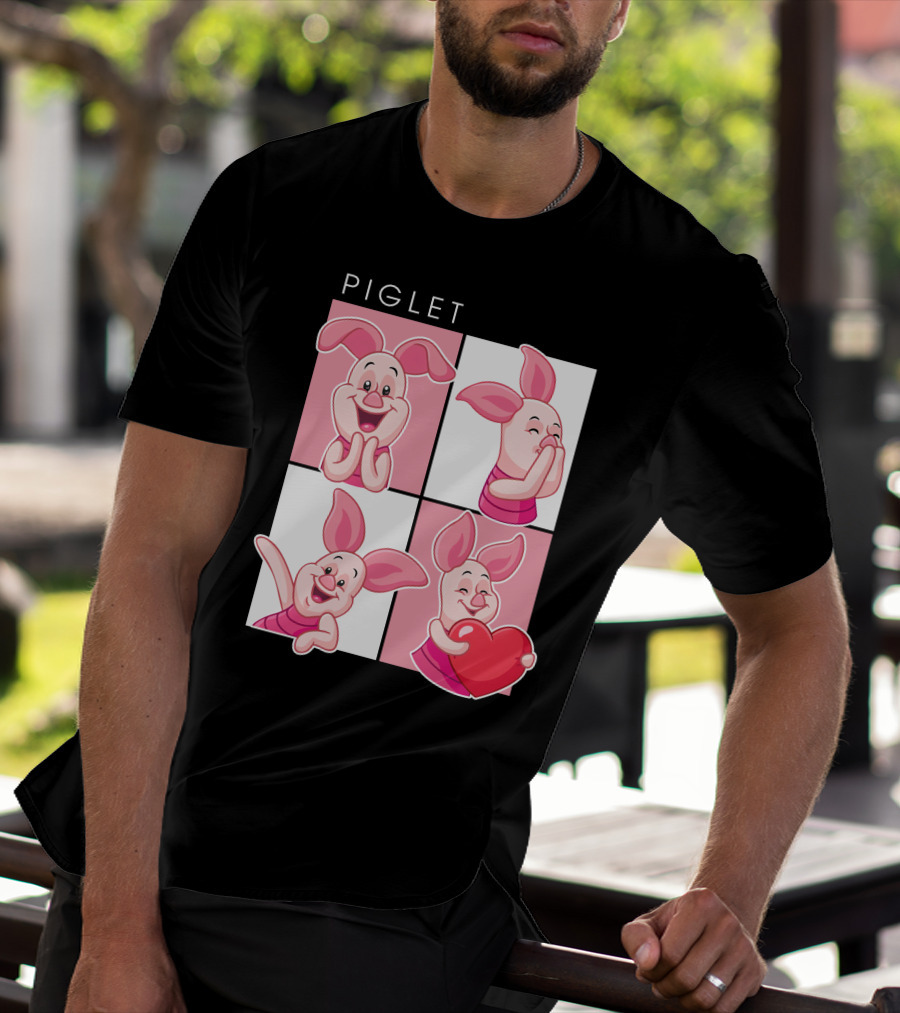 Piglet Cute Expressions With Heart T-Shirt