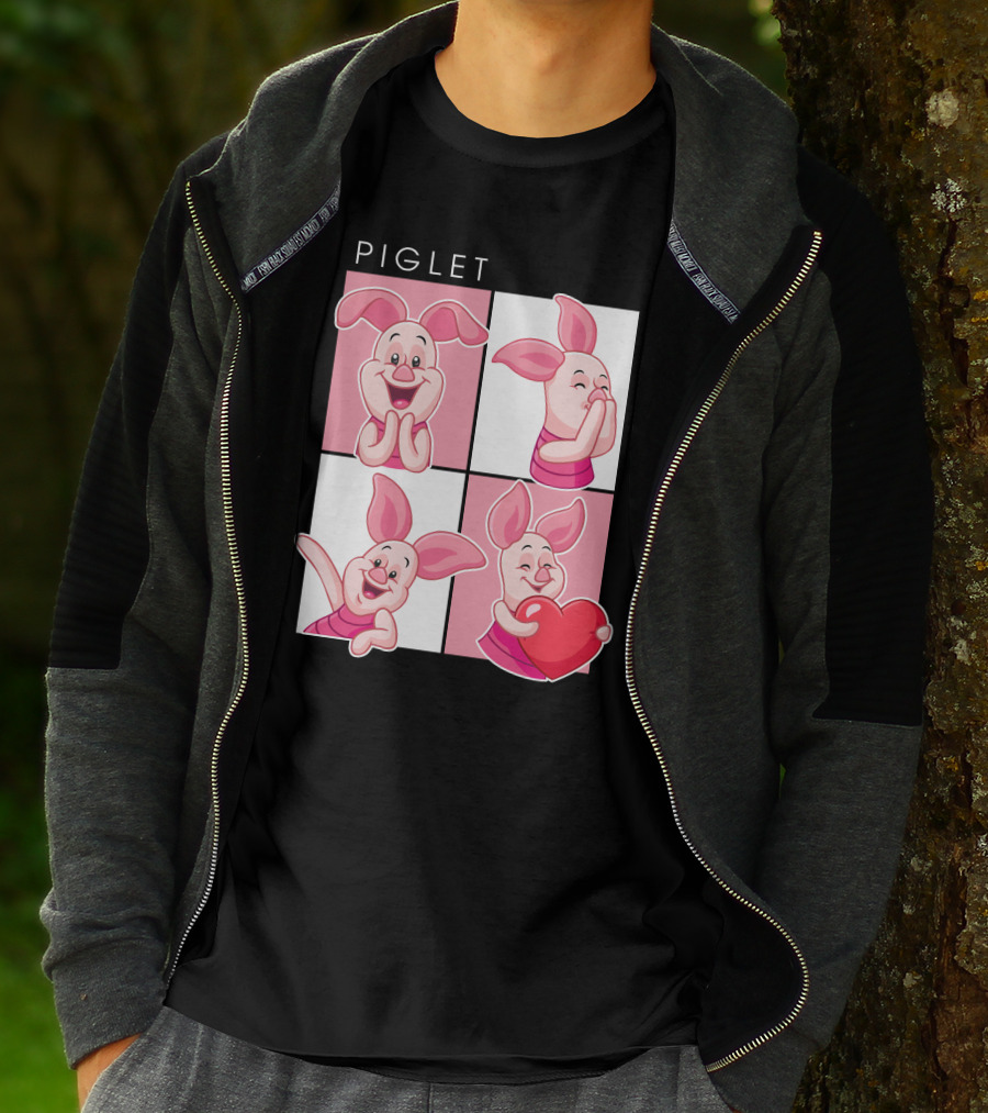 Piglet Cute Expressions With Heart T-Shirt