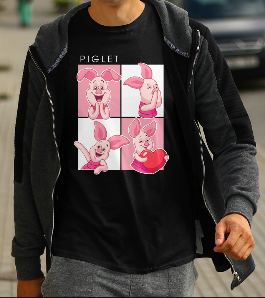 Piglet Cute Expressions With Heart T-Shirt