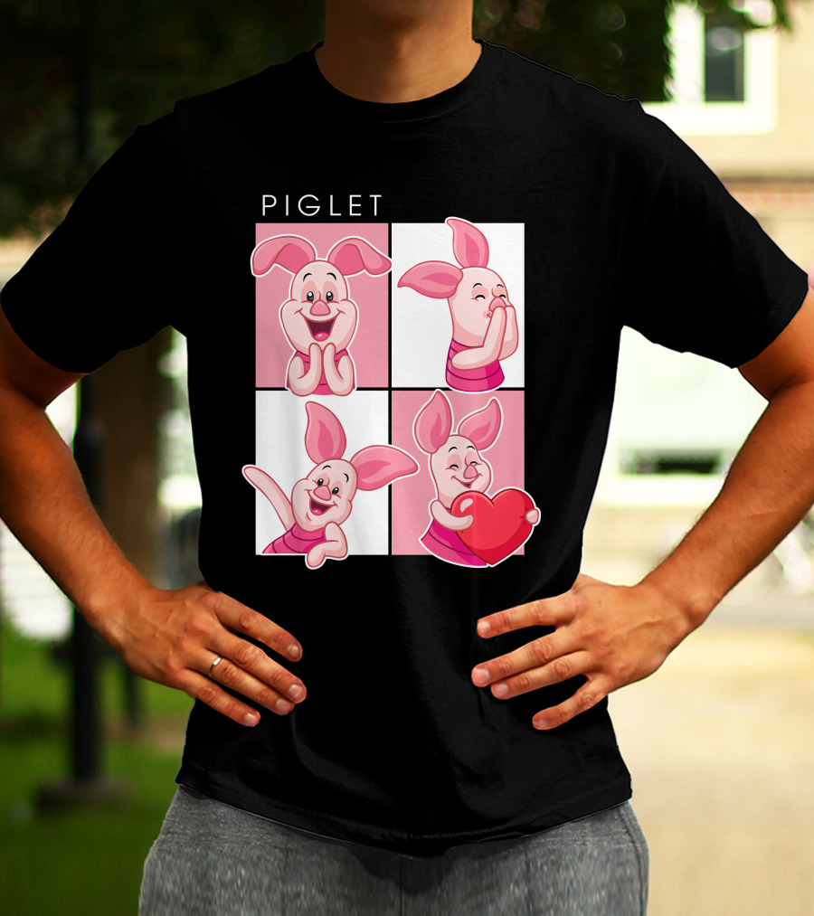 Piglet Cute Expressions With Heart T-Shirt