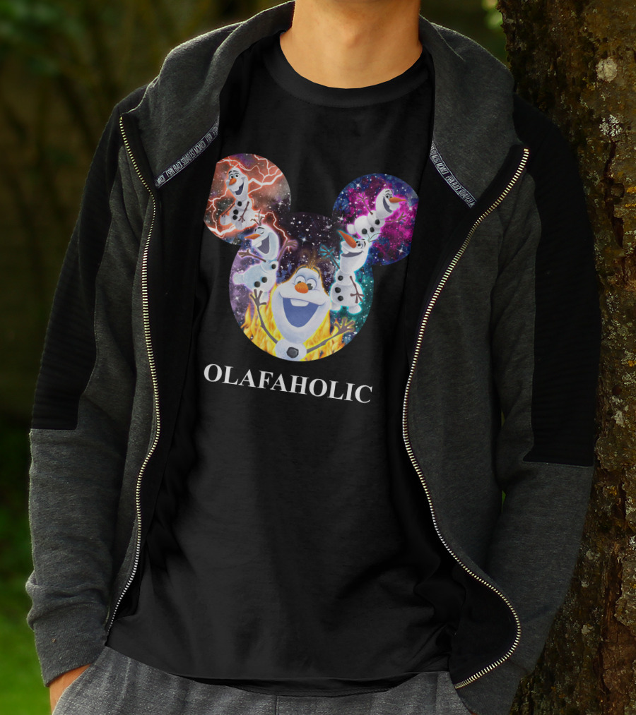 Olaf Olafholic Disney Frozen Olaf Galaxy Flame Mickey Ears T-Shirt