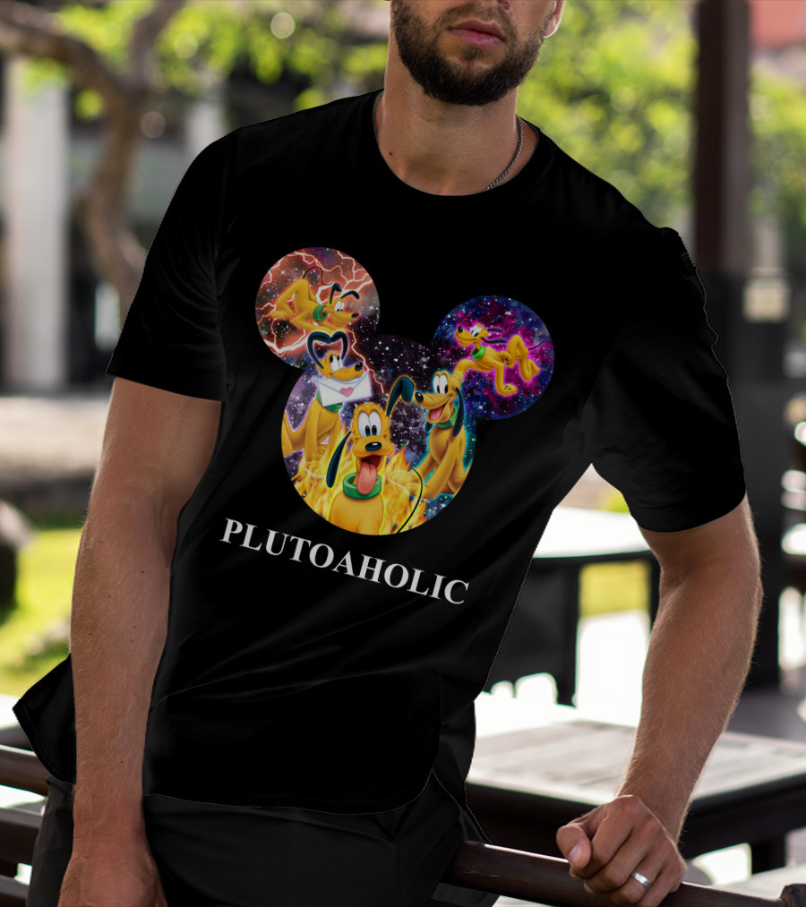 Plutoaholic Pluto Character Cosmic Adventure Mickey Ears T-Shirt