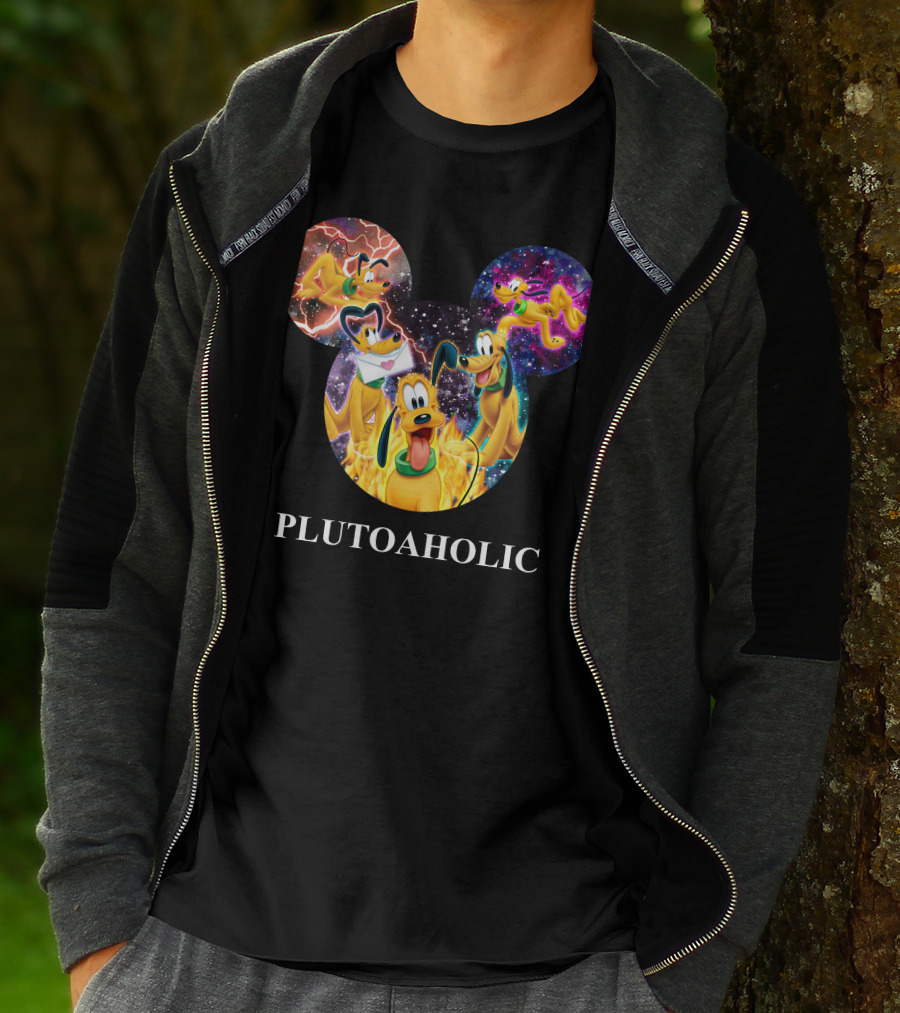 Plutoaholic Pluto Character Cosmic Adventure Mickey Ears T-Shirt