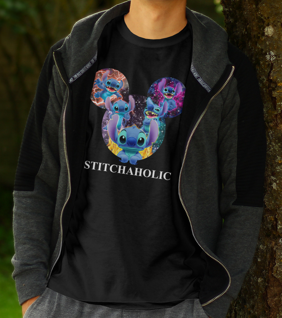 Stitchaholic Disney Stitch Mickey Mouse Head Galaxy T-Shirt