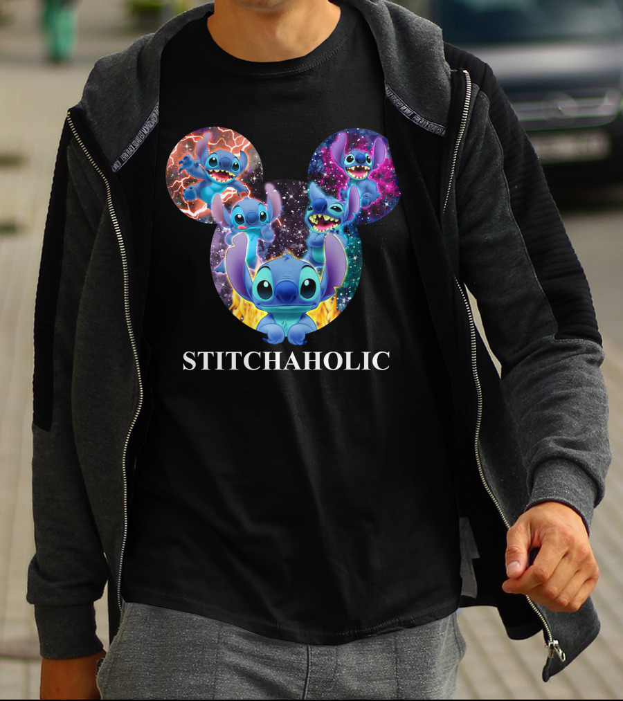 Stitchaholic Disney Stitch Mickey Mouse Head Galaxy T-Shirt