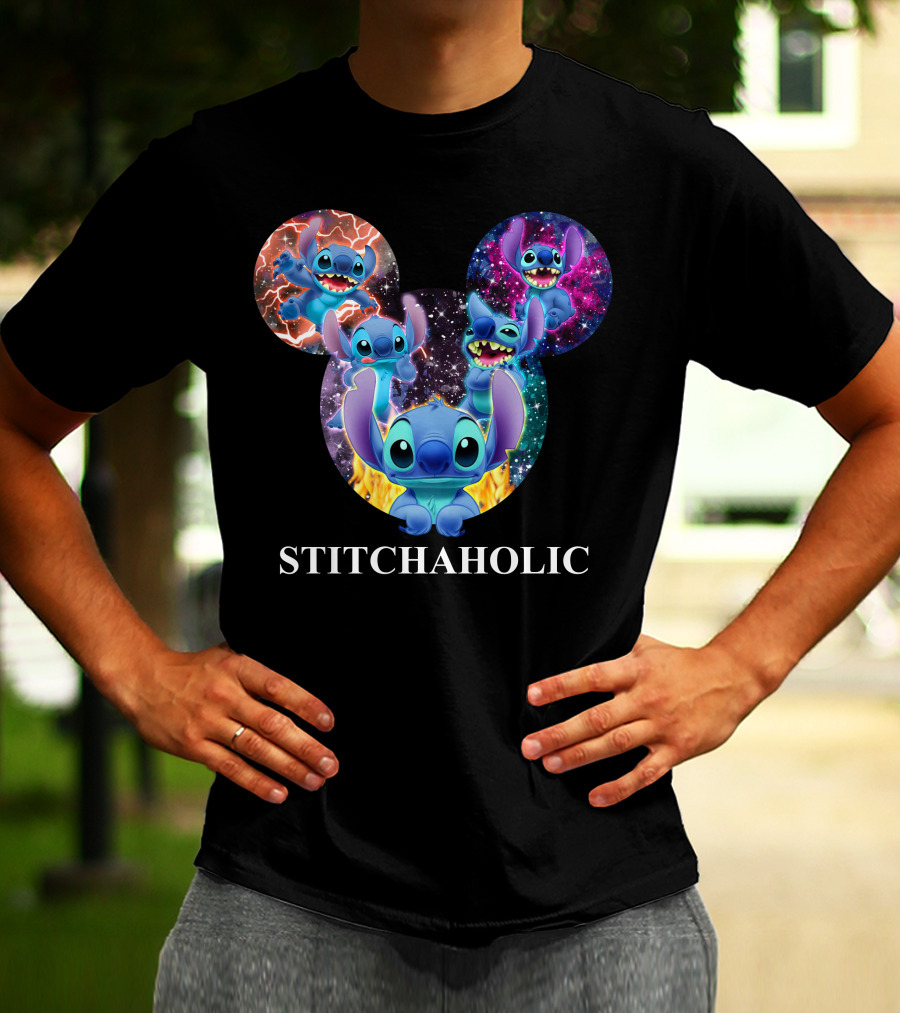 Stitchaholic Disney Stitch Mickey Mouse Head Galaxy T-Shirt