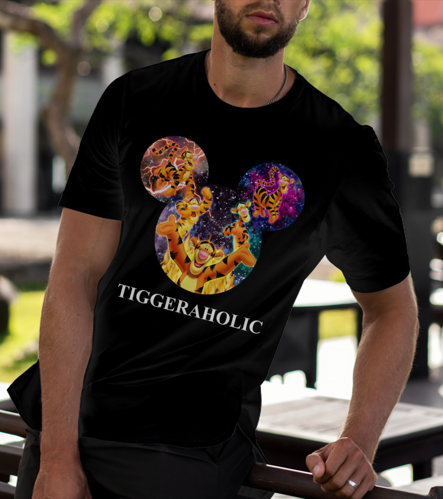 Tiggeraholic Tigger In Disney Mickey Mouse Head Galaxy T-Shirt