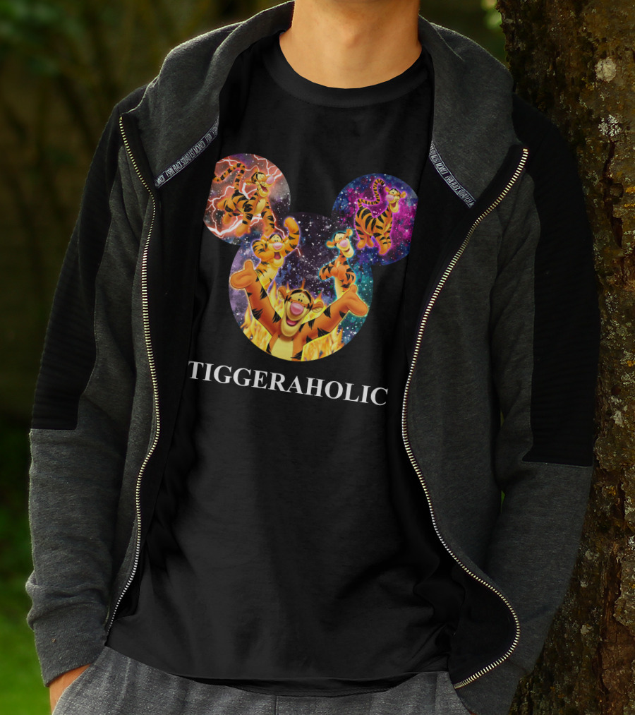 Tiggeraholic Tigger In Disney Mickey Mouse Head Galaxy T-Shirt