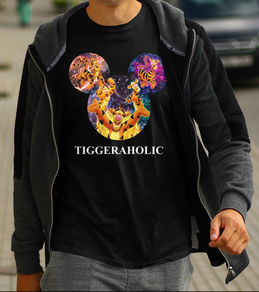 Tiggeraholic Tigger In Disney Mickey Mouse Head Galaxy T-Shirt