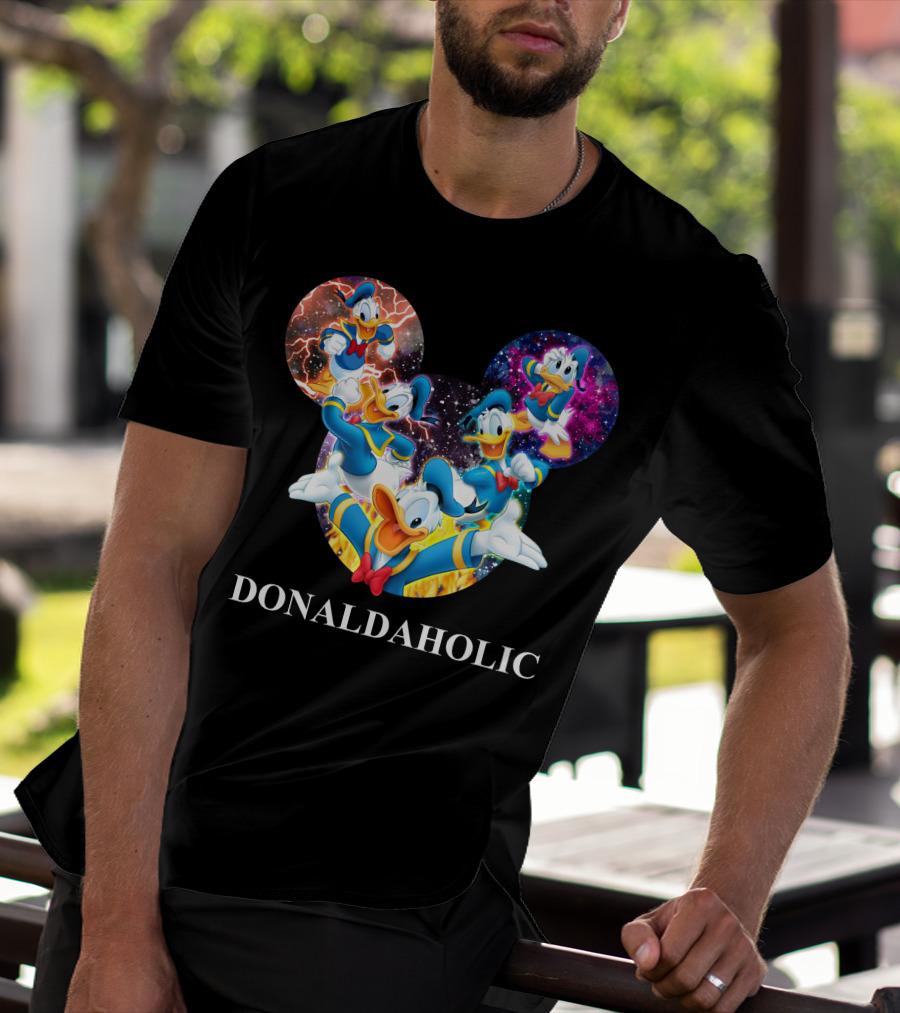 Donaldaholic Mickey Mouse Ears Pattern With Donald Duck Characters T-Shirt