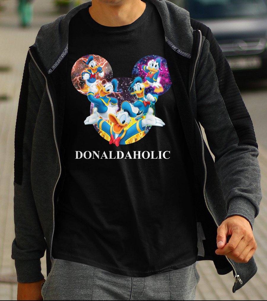 Donaldaholic Mickey Mouse Ears Pattern With Donald Duck Characters T-Shirt