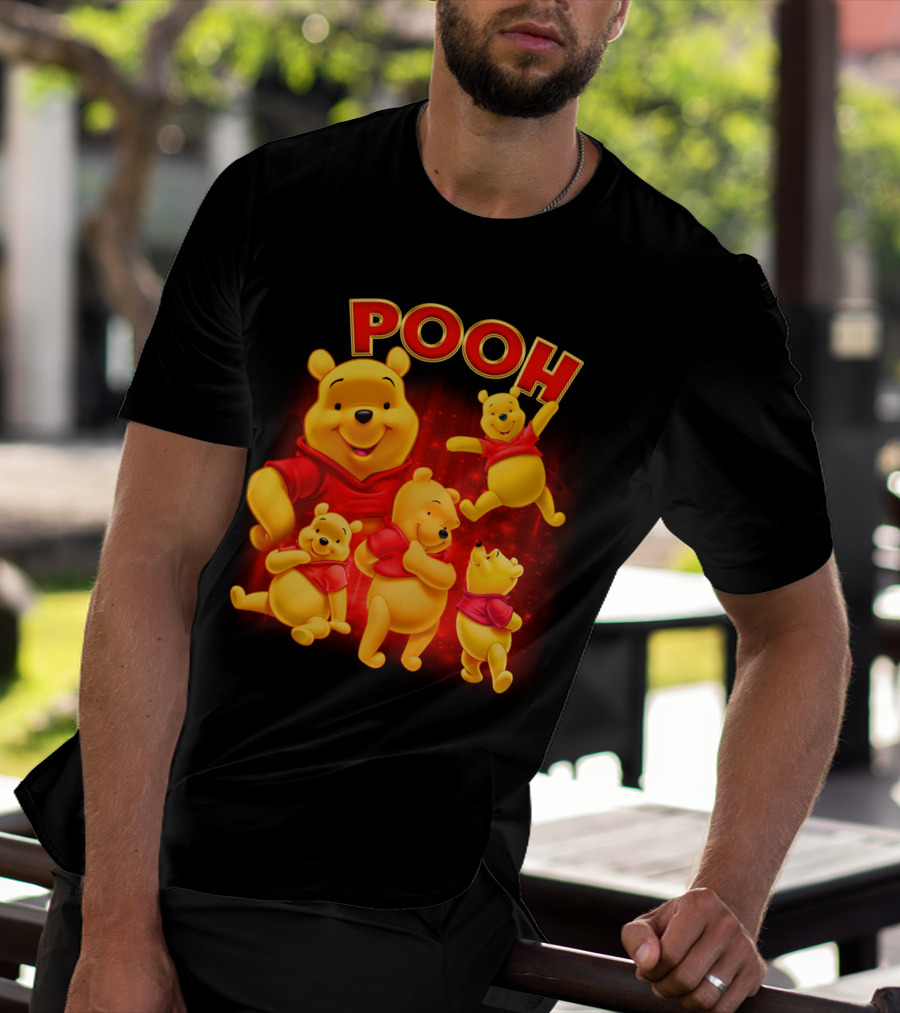 Pooh Winnie The Pooh Multiple Poses Red T-Shirt