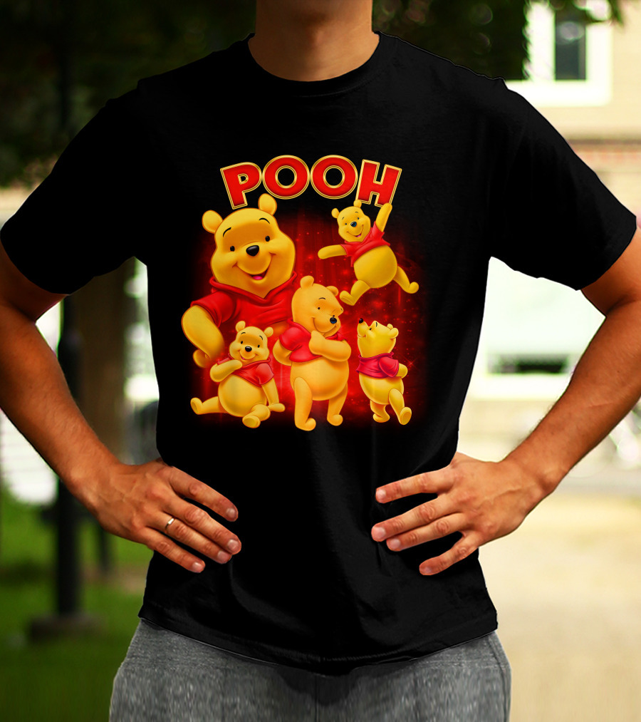 Pooh Winnie The Pooh Multiple Poses Red T-Shirt