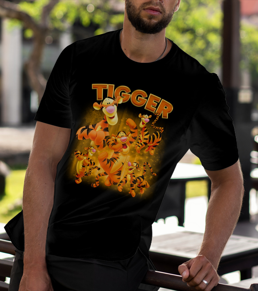 Tigger Character Collage In Vibrant Orange And Yellow T-Shirt