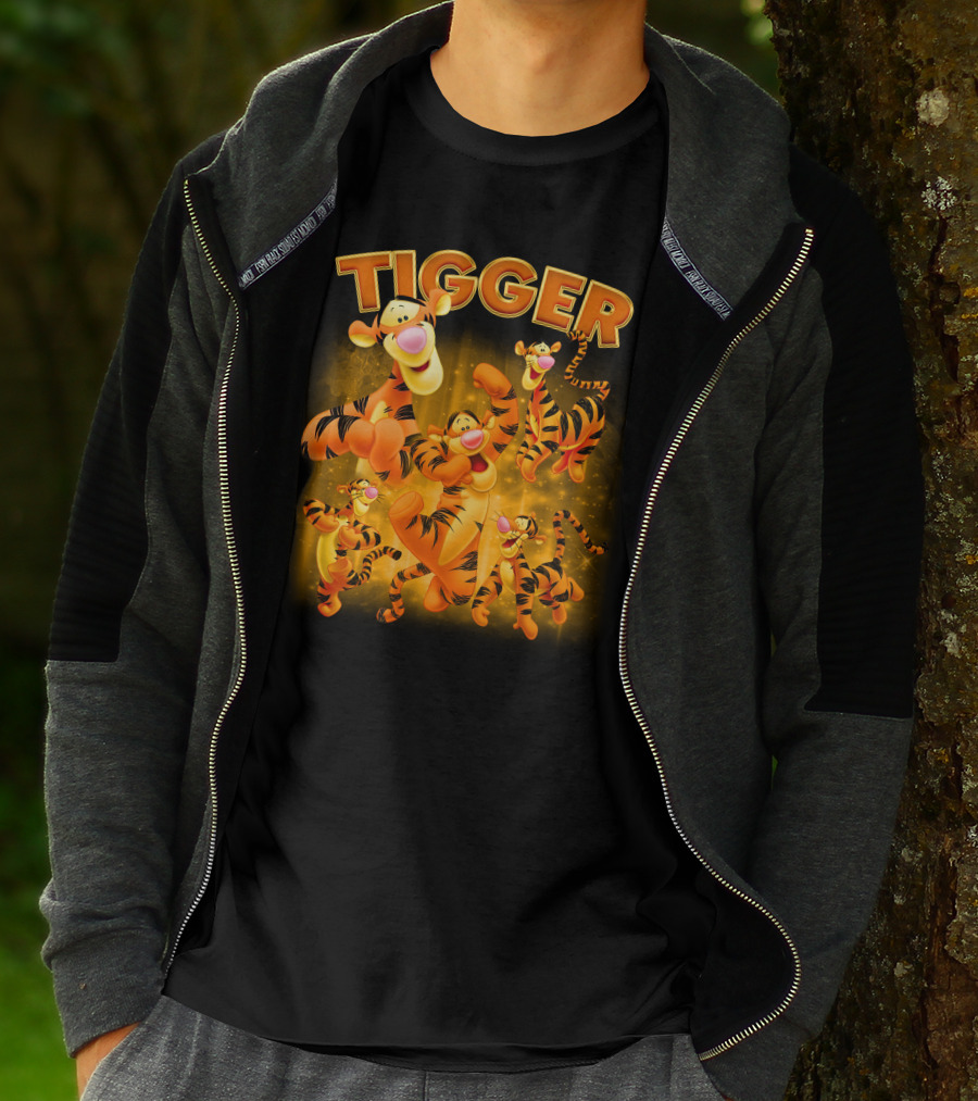 Tigger Character Collage In Vibrant Orange And Yellow T-Shirt