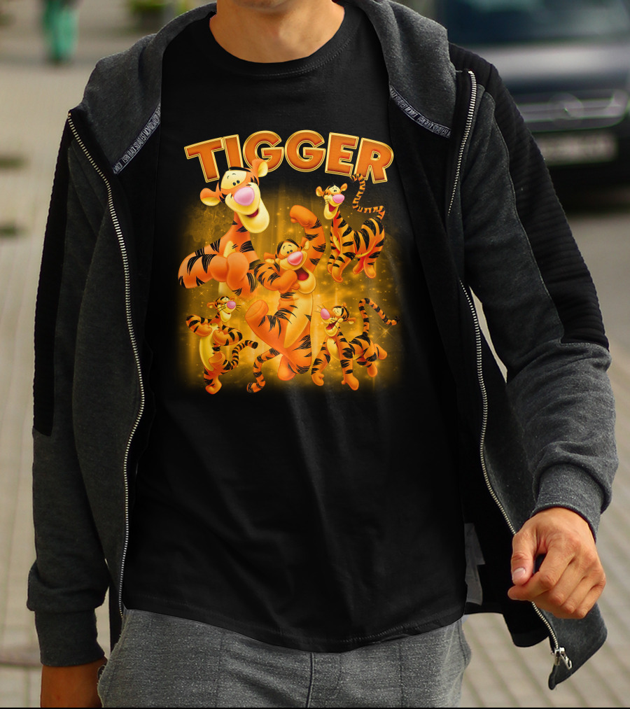 Tigger Character Collage In Vibrant Orange And Yellow T-Shirt