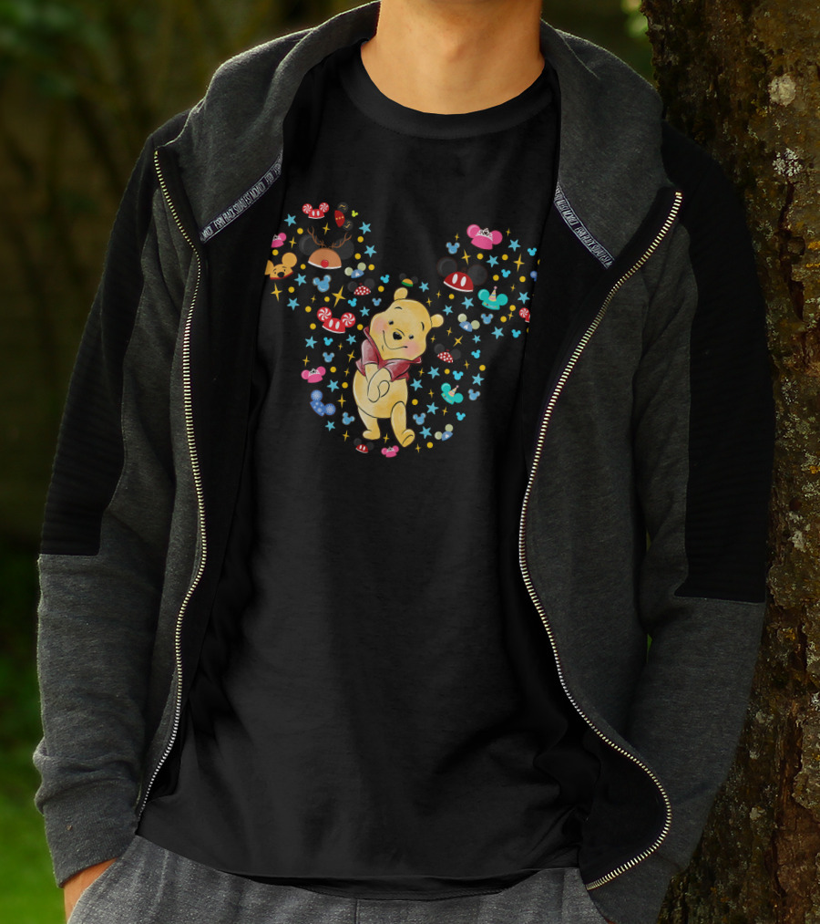 Winnie The Pooh Mickey Ears With Mouse Ears And Candy Elements T-Shirt