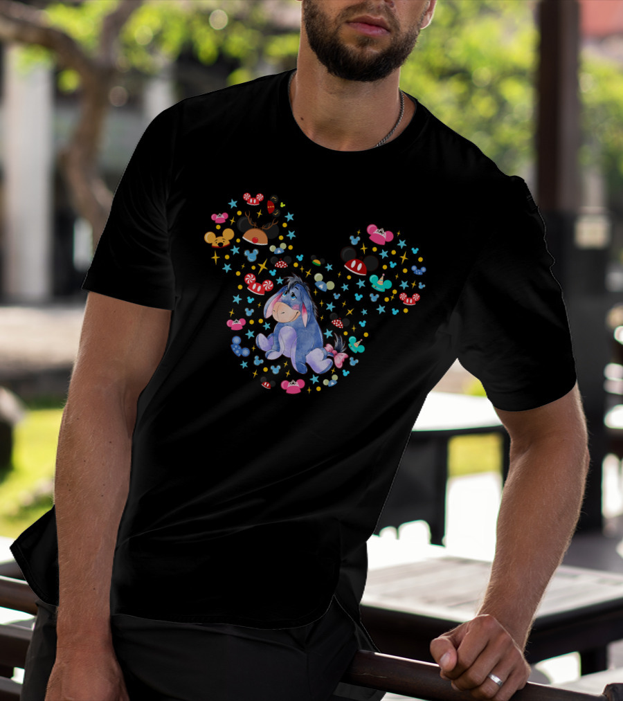 Eeyore Disney Mickey Ears Colorful Icons T-Shirt