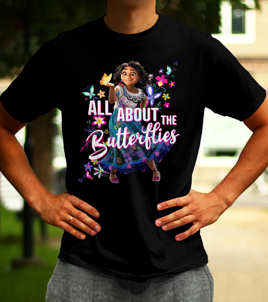 All About The Butterflies Colorful Floral Character T-Shirt