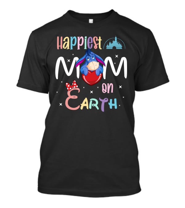 Happiest Mom On Earth Eeyore Disney Castle Minnie Bow T-Shirt
