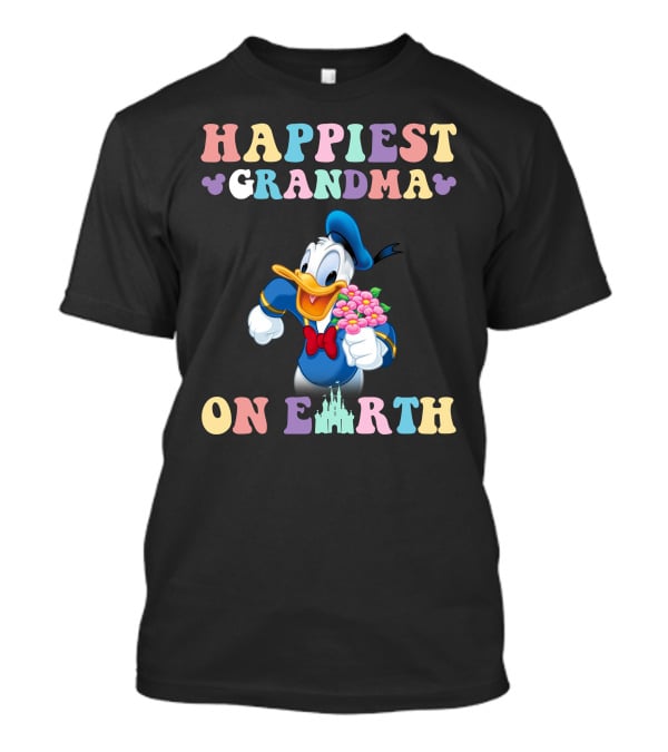 Happiest Grandma On Earth With Donald Duck And Castle T-Shirt