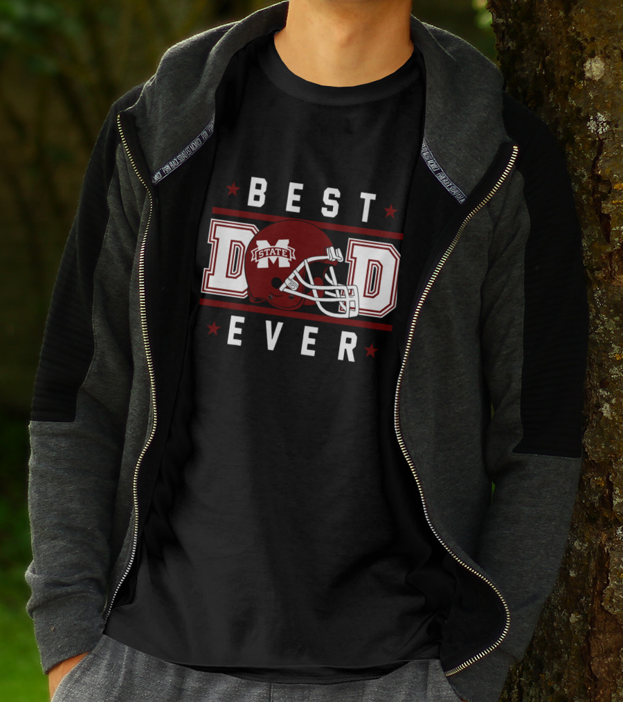 Best Dad Ever Mississippi State Bulldogs Helmet T-Shirt