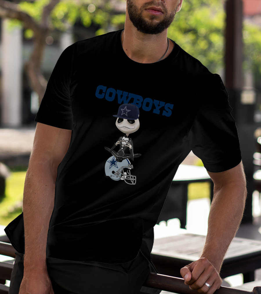 COWBOYS Jack Skellington Dallas Cowboys Helmet Hat T-Shirt
