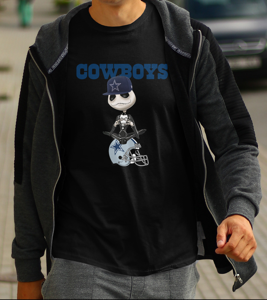 COWBOYS Jack Skellington Dallas Cowboys Helmet Hat T-Shirt