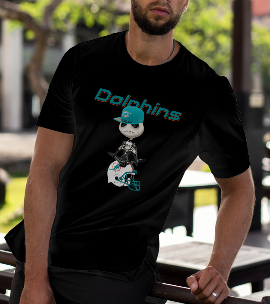 Dolphins Jack Skellington Miami Football Fusion T-Shirt