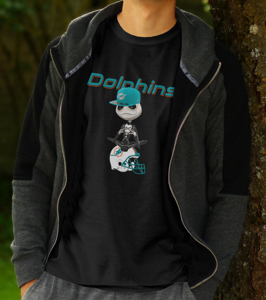 Dolphins Jack Skellington Miami Football Fusion T-Shirt