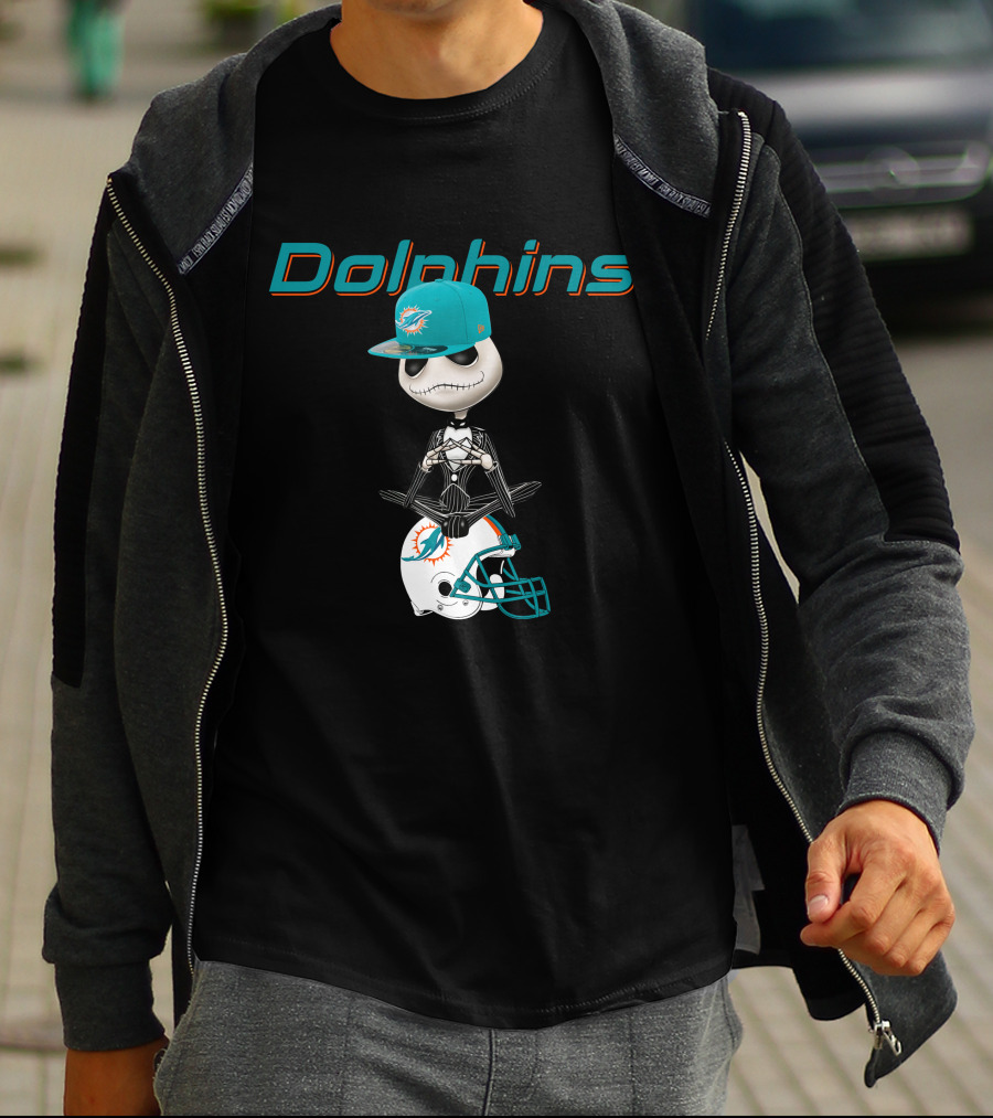 Dolphins Jack Skellington Miami Football Fusion T-Shirt