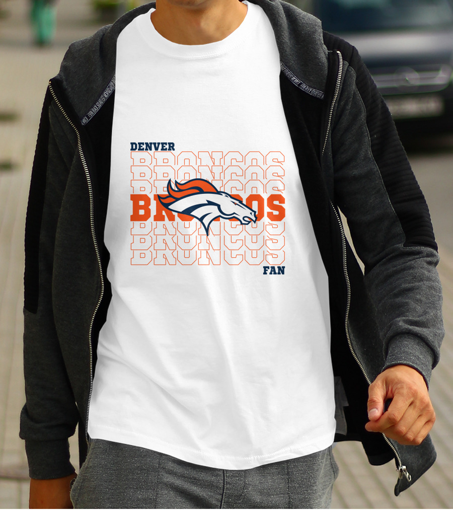 Denver Broncos Fan Bold Logo Overlapping Text T-Shirt