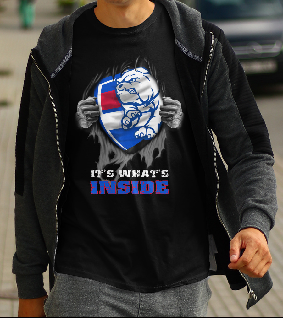 It's What's Inside Western Bulldogs Graphic With Bulldog Shield And Clawed Hands T-Shirt