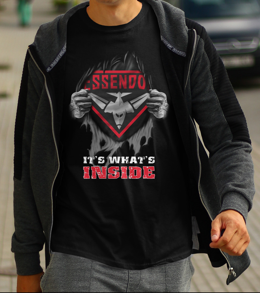 Essendon Bombers It's What's Inside Rugby Logo With Torn Effect T-Shirt