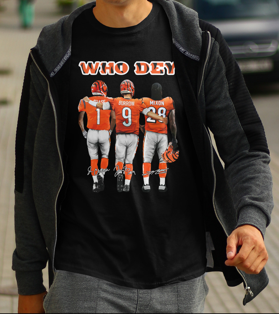 WHO DEY Chase Burrow Mixon Bengals Football Team T-Shirt