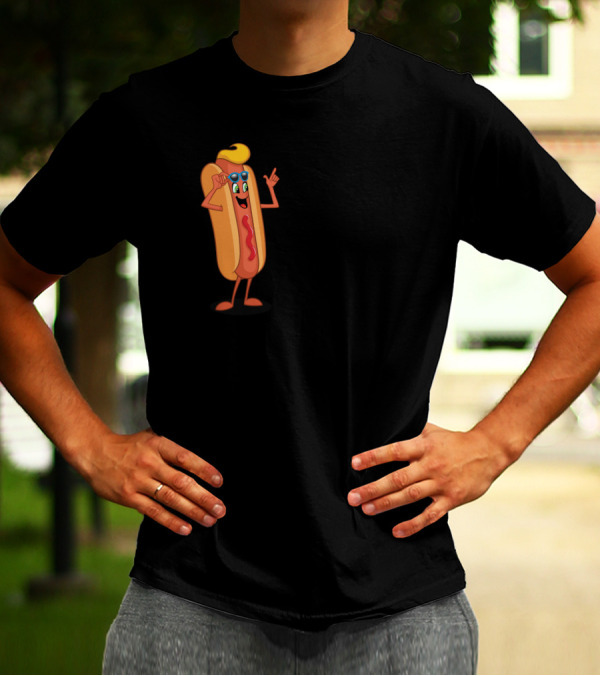 Hot Diggity Dog Sunglasses Character Fun T-Shirt