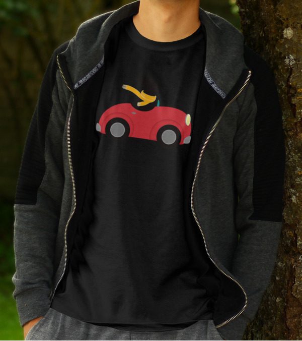 Playful Dog In Red Car With Yellow Scarf Enjoying The Ride T-Shirt