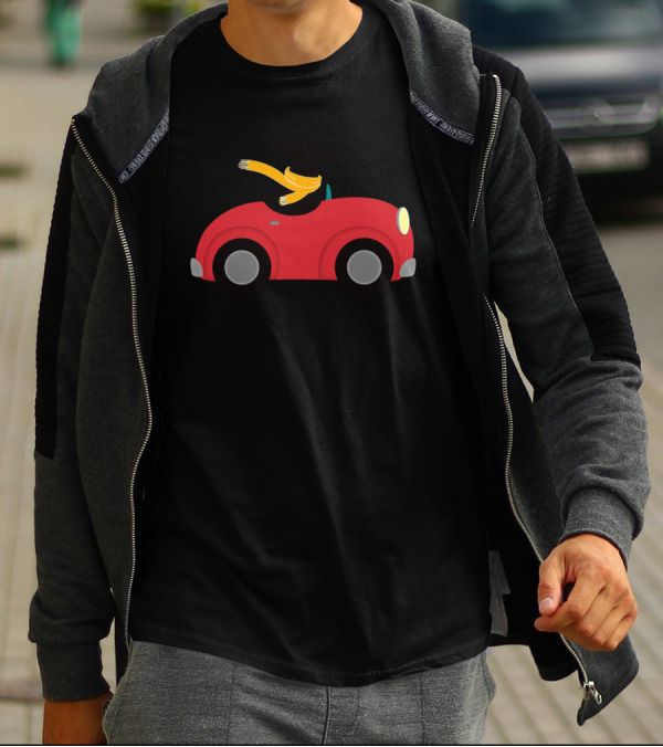 Playful Dog In Red Car With Yellow Scarf Enjoying The Ride T-Shirt