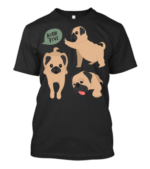 Playful Pug Trio High Five Compilation T-Shirt
