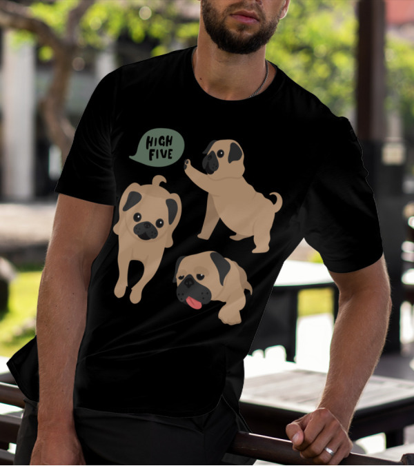 Playful Pug Trio High Five Compilation T-Shirt