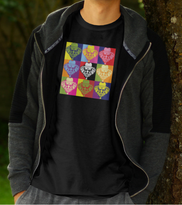 Pop Art Style Dog In Fedora Grid T-Shirt