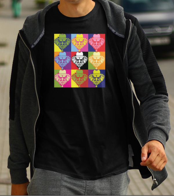 Pop Art Style Dog In Fedora Grid T-Shirt