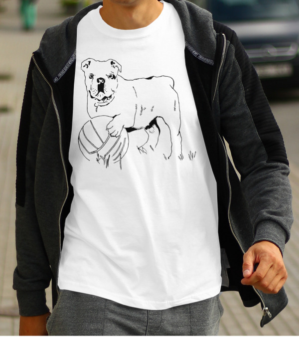 Dog Playing With Large Ball Iconic Bulldog Image T-Shirt