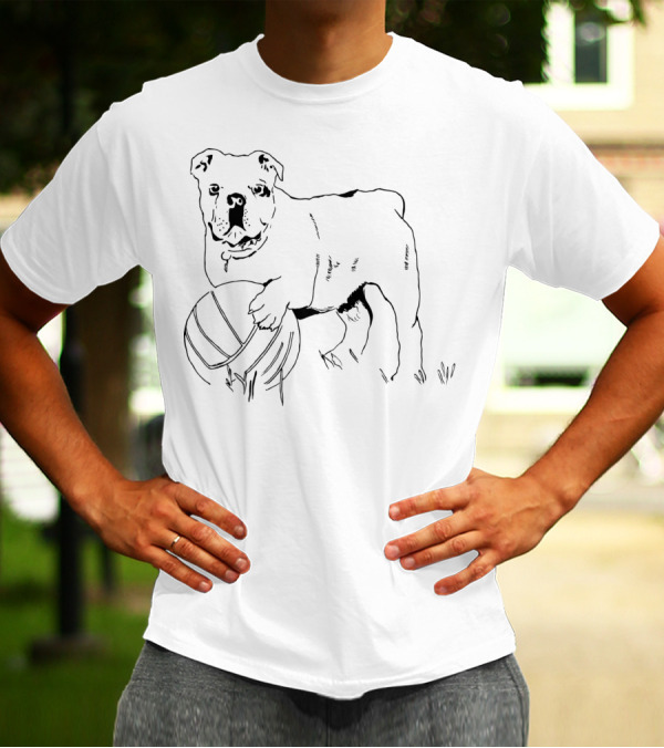 Dog Playing With Large Ball Iconic Bulldog Image T-Shirt