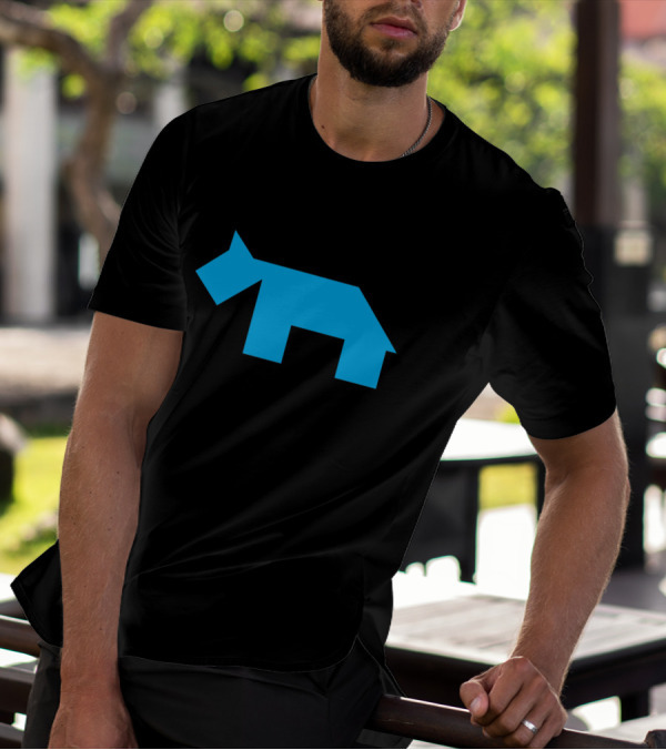 Blue Dog Tangram Geometric Puzzle T-Shirt